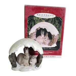 Snowshoe Rabbits In Winter Ornament - 1997 Hallmark Ornament - First in Series